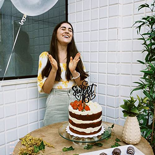 1 Pack Sweet Teenager 16 Cake Topper Glitter 16Th Birthday Cake Pick For Cheers To 16 Years Old 16Th Birthday Party Cake Decorations Supplies Black #TOP6