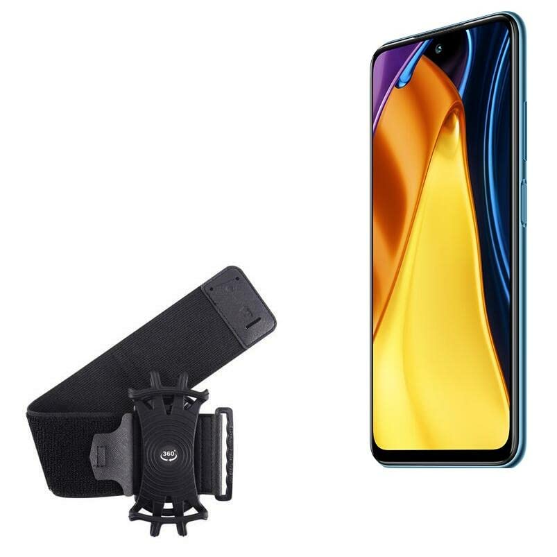 BoxWave Holster Compatible with Poco Xiaomi M3 Pro 5G - ActiveStretch Sport Armband, Adjustable Armband for Workout and Running - Jet Black