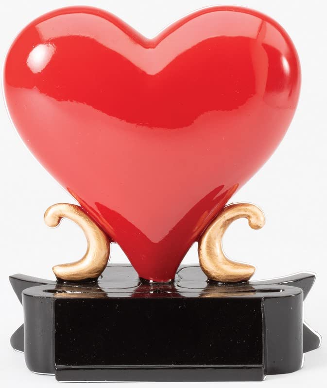 Red Heart Trophy Award – Glossy Resin Heart on Black Base with Custom Engraving, Unique Keepsake Gift for Appreciation, Recognition, Love, Weddings, Anniversaries, Valentine’s Day & Special Events