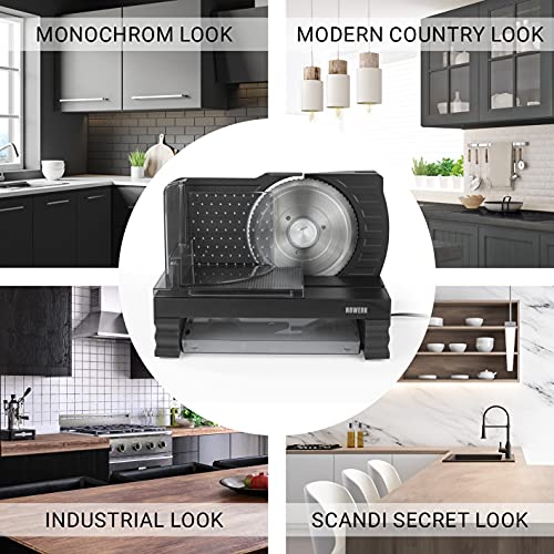 N8WERK Elektrischer Allesschneider in der Midnight Black Edition | Für Brot, Wurst, Käse, Gemüse, Fleisch u.v.m… – Bild 3