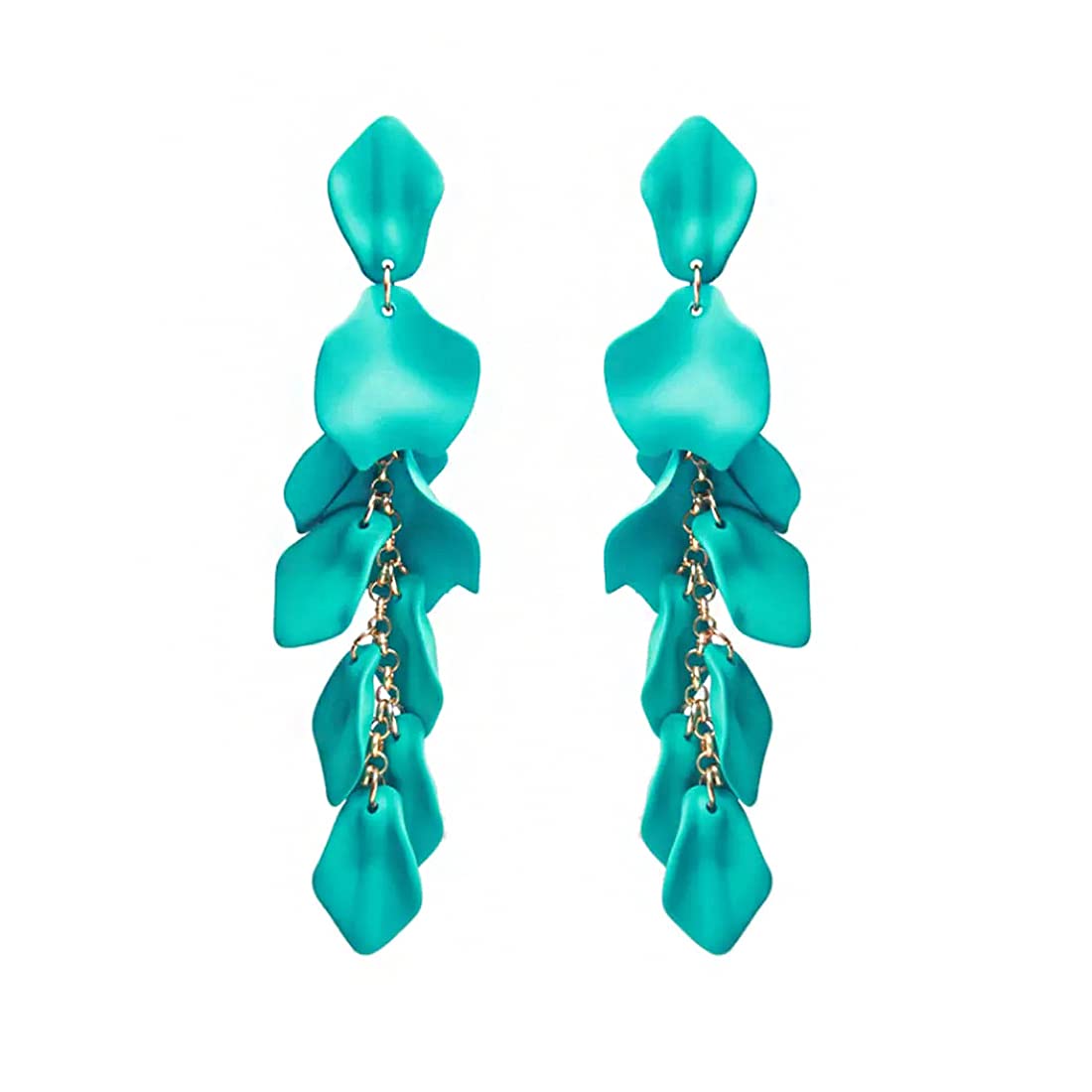 Yellow Chimes Elegant Latest Fashion Gold Plated Teal Blue Colour Flower Petals Design Dangler Earrings for Women and Girls, Medium (YCFJER-PETLDNG-TBL) (B094DS836C) Amazon Price History, Amazon Price Tracker