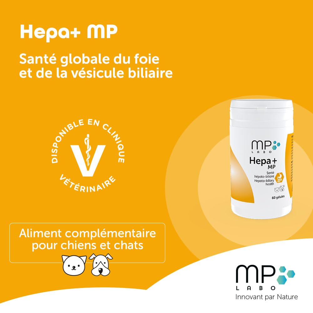 MP Labo Hepa+ MP 60 Gélules - Protection des Cellules Hépatiques et Bon Fonctionnement Hépato-biliaire pour Chien et Chat - Contient Chardon-Marie, Fumeterre, Anti-oxydants, Minéraux et Vitamines