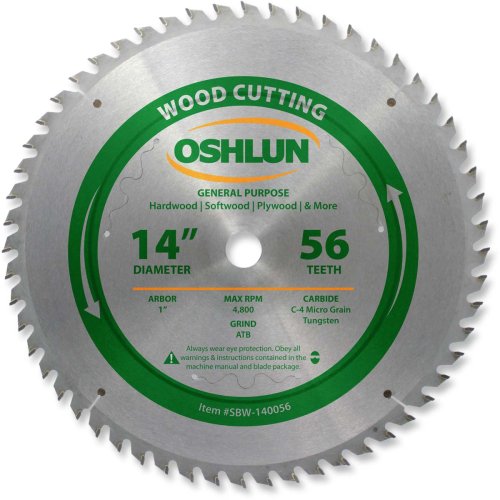 Oshlun SBW-140056 14-Inch 56 Tooth ATB General Purpose Saw Blade with 1-Inch Arbor #1