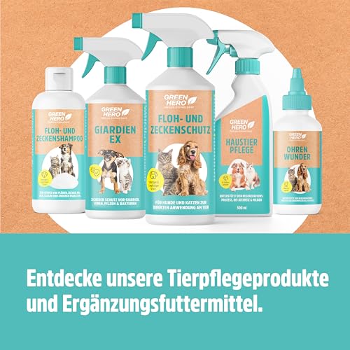 Floh- und Zeckenschutz 500 ml das Zeckenspray und Flohmittel für Hunde und Katzen, effektives Flohspray für die direkte Anwendung auf dem Tier bei akutem Befall oder zum Schutz