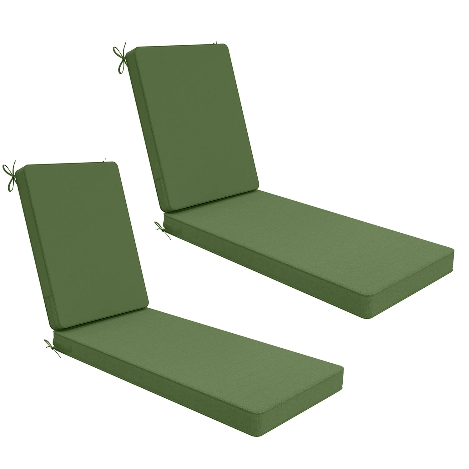 Photo 1 of AAAAAcessories Outdoor Chaise Lounge Cushions for Patio Furniture Lounge Chairs Set of 2, Water Resistant Fabric, 80 x 26 x 3 Inch, Dark Moss Green 2 Count-80 in L x 26 in W x 3 in T Dark Moss Green