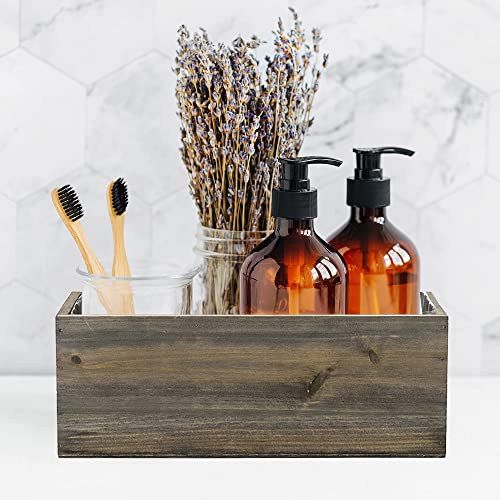 Cys Excel Natural Brown Wood Rectangle Planter Box With Removable Plastic Liner (H:4" Open:10"X5") | Multiple Color Choices Rustic Wooden Planters | Indoor Decorative Box #TOP4