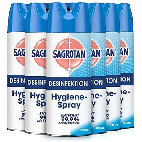 Sagrotan Hygiene-Spray (Aerosol) Desinfektionsspray (für Textilien und Oberflächen im Haushalt, Sprühflasche im praktischen Vorteilspack) 6 x 400 ml Cover