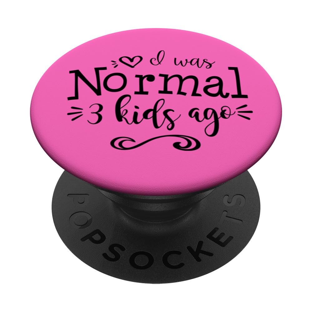Funny Mom Life of Three Girl Mama Boy Mommy Stress Anxiety PopSockets Swappable PopGrip, Black