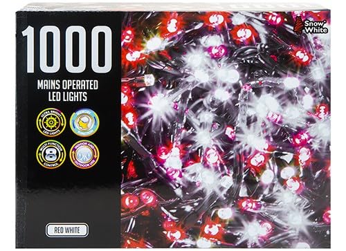 Red & White Multi Function Mains Operated 1000 LED Lights, 500 cm (1 Box of 1000), Vibrant Decorative Strings - Image 2