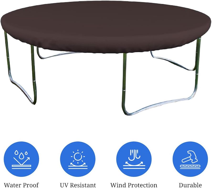 Covers & All Round Trampoline Cover, 12 Oz Waterproof UV & Weather Resistant, All Season Protector Outdoor Games Fitness Sports Cover for Garden Lawn, with Elastic (48" Diameterx 4" H, Coffee)