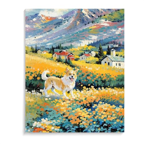 DIY Adult Paint by Number Kits Pomeranian Dog for Adults Beginners,Easy Acrylic Paint by Number,DIY by Numbers Kits on Canvas 12x16inch(30x40cm) Frameless