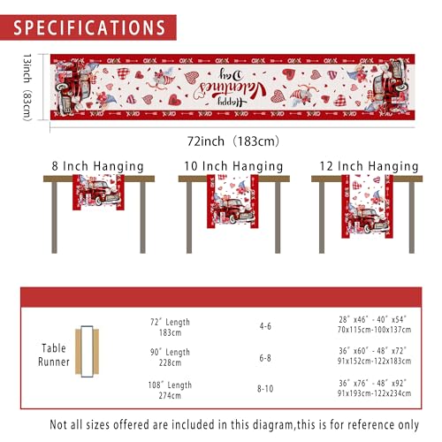 Hexagram Valentines Day Table Runner 13X72 Inches thumb #1