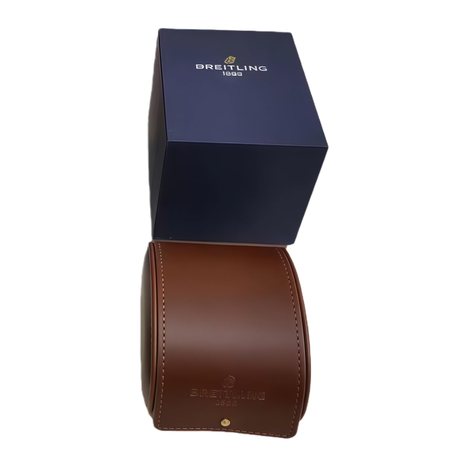 Set Presentación Reloj Caja Exterior Azul Rollo Viaje Cuero Marrón Inserto Extraíble Almacenamiento para Breitling