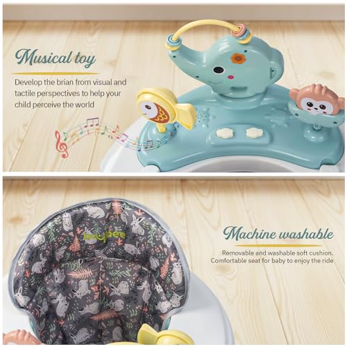 Image of Baybee Minto 2-in-1 Baby Walker for Kids with Push Handle, 2-Level Height Adjustment, Footmat & Musical Toy Bar | Activity Push Walker for Babies 6-18 Months (Blue)