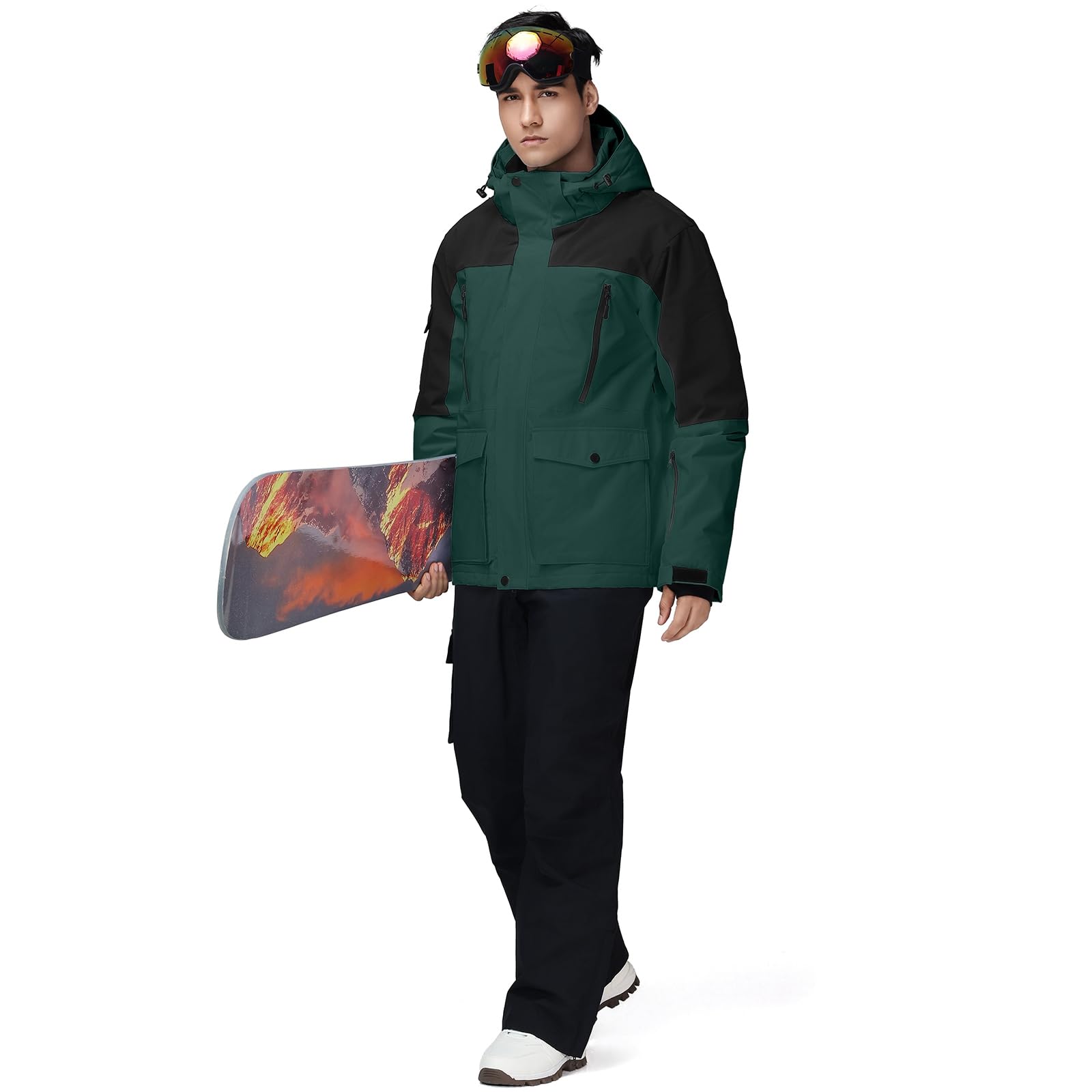 HOTIAN Conjunto de chaqueta y pantalones de esquí para hombre, traje de nieve de invierno, cálido, impermeable, a prueba de viento, ropa de esquí y snowboard