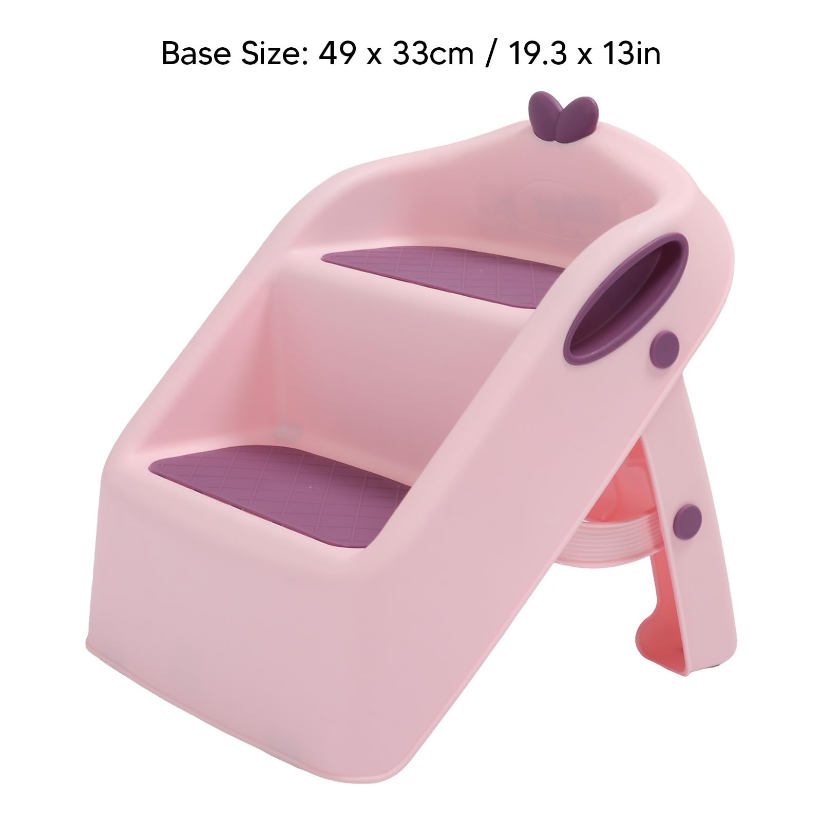Cryfokt Taburete de Entrenamiento para IR Al Baño, 3 en 1, Seguro, Plegable, Taburete de Lavabo de 2 Escalones para Bebés, Baño de Plástico Amarillo para Niños Pequeños (Rosado)