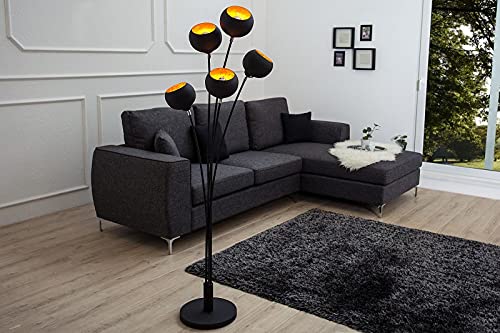 Licht-Erlebnisse Lampe de salon design moderne - 170 cm - Parasols ronds - Forme de boule - Noir et doré