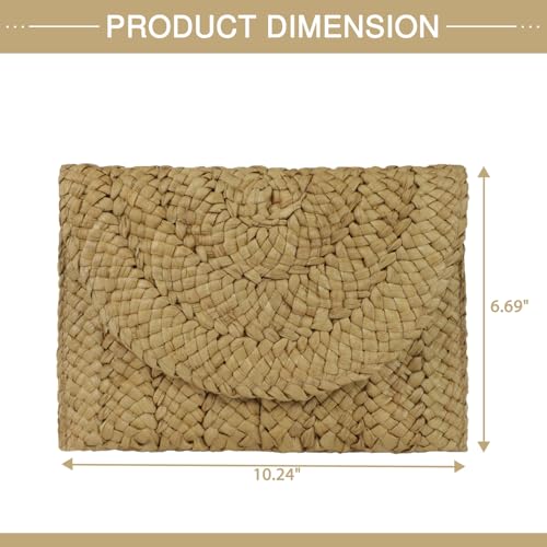 Image of Straw Clutch Bag for Women Envelope Woven Clutch Handbag Summer Beach Purse