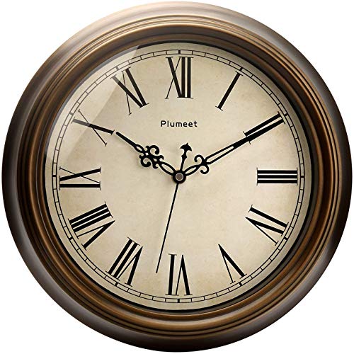 Plumeet Reloj de Pared Retro Grande - Reloj Silencioso Clásico sin Tic-TAC...