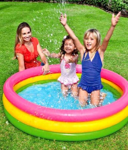 Image of PVC Sunset Glow Baby Pool, Multi Color & Output Air Balloon Pump, Multi Color