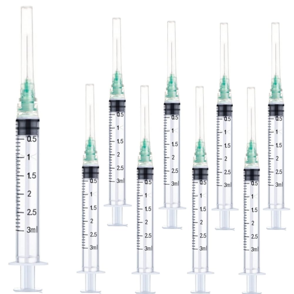 Luer lock 3ml 21Ga 1 Inch(25mm), 50 Pack Sterile Lab Utensils for Scientific Research, Industrial Dispensing or Liquid Measuring