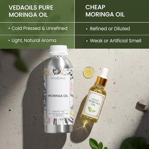 Image of VedaOils Moringa Hair Oil 100ml | 100% Pure Cold Pressed Moringa Oil for Hair Growth, Face & Skin Nourishment