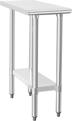 Miniatura 18 de HARDURA Mesa de acero inoxidable de 30 x 72 pulgadas con estante inferior y patas galvanizadas, mesa de metal comercial resistente NSF para