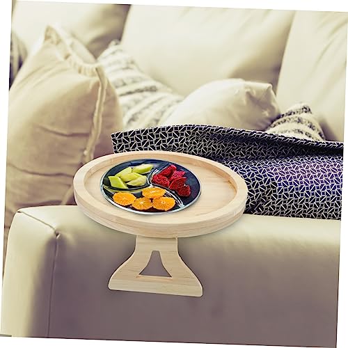 Mesa para brazos de sofá con soporte estable y bandeja redonda plegable 3
