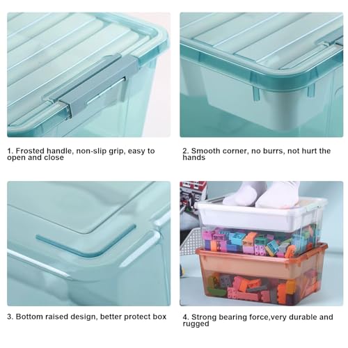 Image of Large Plastic Storage Box with Removable Tray Caddy Clear Art Supply Organizer Playroom Container Organizer Plastic Storage Bin with Lid for Bead Crayon Tool Sewing Supplies (Orange)