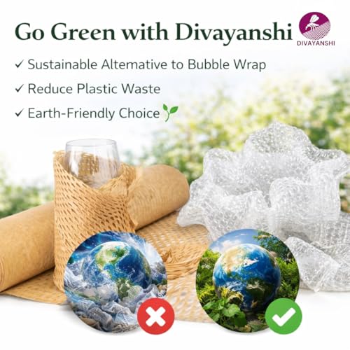 Image of Divayanshi Honeycomb Packing Paper | Sustainable Cushioning Wrap for Shipping, Gifts & Fragile Items | 10m x 15 Inch