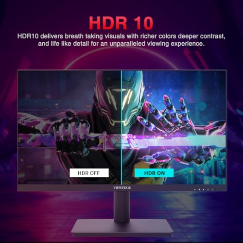 Image of Viewedge Gaming Monitor 24 Inch 1080p 180Hz, VA 1ms FHD PC Computer Monitor with 100% sRGB, Bluelight Filter, 2 HDMI & 1 DP Port, Support Freesync and Wall Mounted