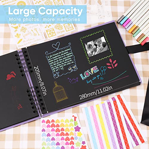 DazSpirit Photo Album Scrapbook, 80 Page DIY Memory Book with 12 Metallic Pens & 8 Photo Stickers, Holds 420 Photos - Image 3