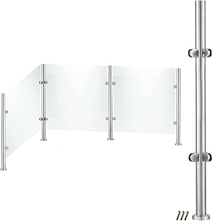 Garden Deck Stairway Fencing Clamp Posts Glass Banister Railing Post for Stairs Balcony Patio, Round Stainless Steel Garden Balustrade Fence Pole, Floor Mount with Expansion Screws ( Color : Corner Po