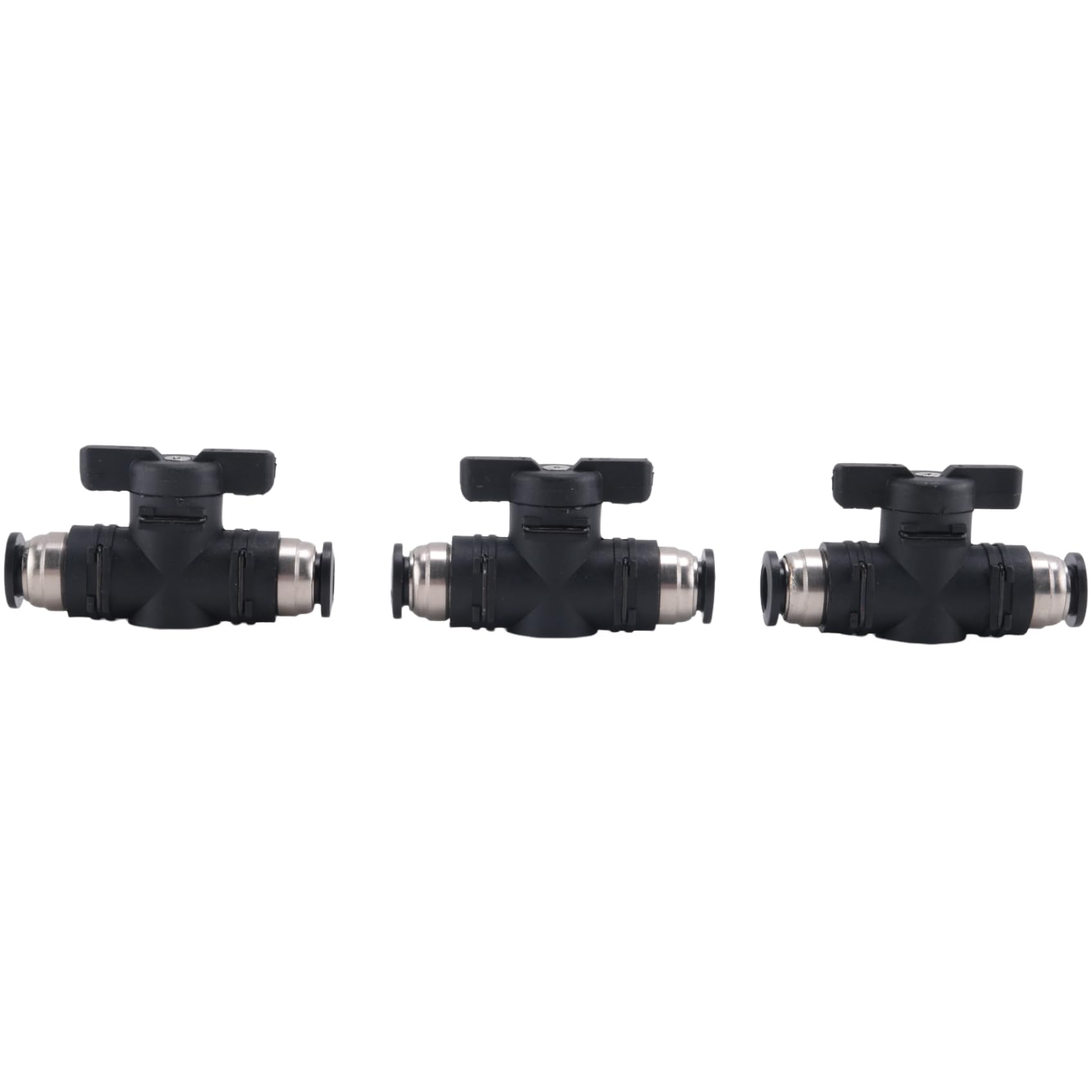 SUN-K8mm Push Connect Valve Ball Valve 8mm Air Flow Control Valve Quick Connect Valve Tube Fittings 3 Pack Easy Install