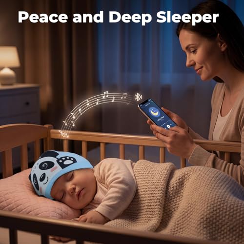 Image of Toddler Headband Headphones Wireless, Kids Bluetooth Earphones for iPad, Safe Volume - Wired School Headphones with 3.5 MM Jack, Sleep Mask for Kids, Travel Accessories Gift for Boys & Girls (Panda)
