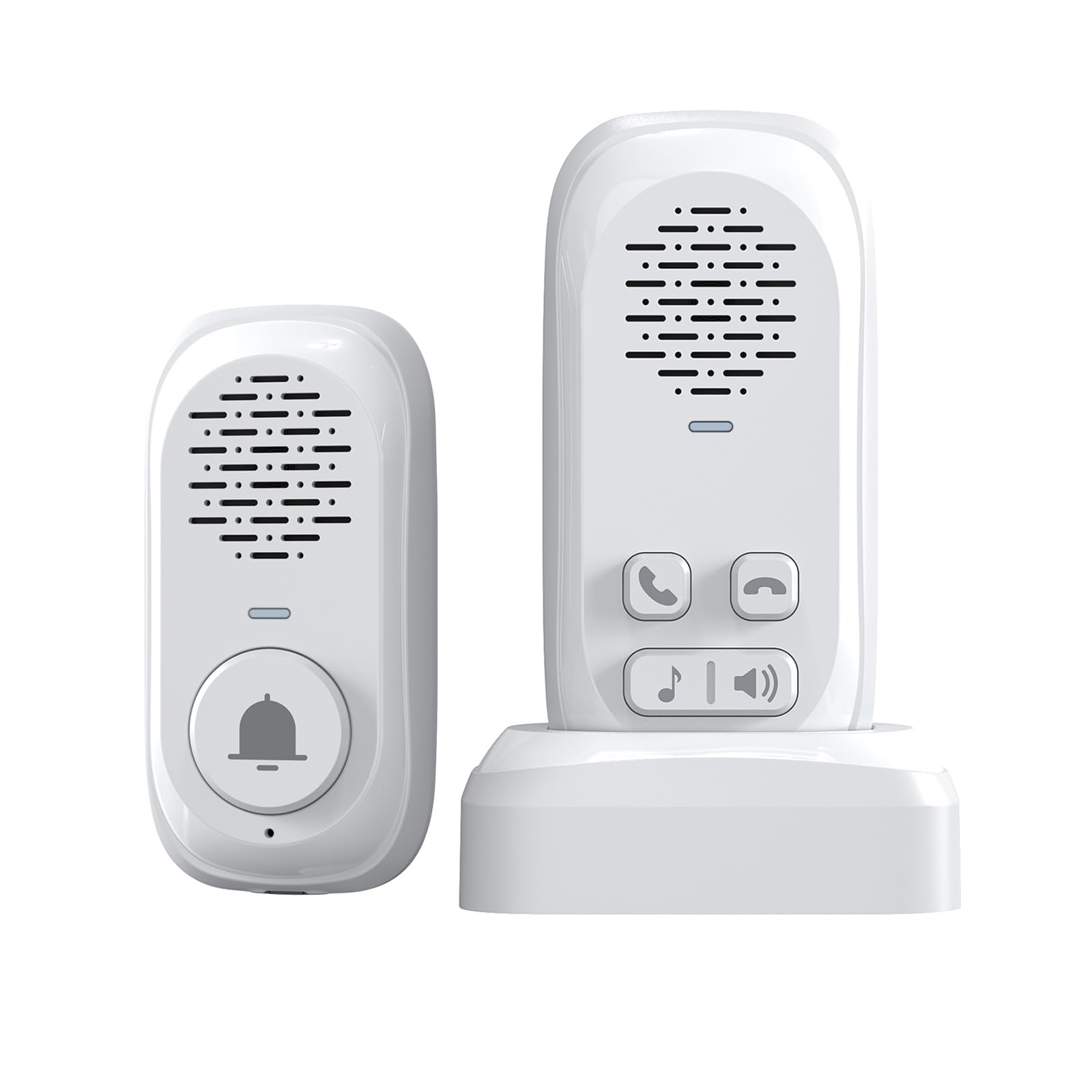 Wireless Intercom Doorbell, 2 Way Communication Doorbell 984ft Long Range, 4 Volume Levels, Battery Operated Doorbell with Speaker for Home Office Classroom (White)