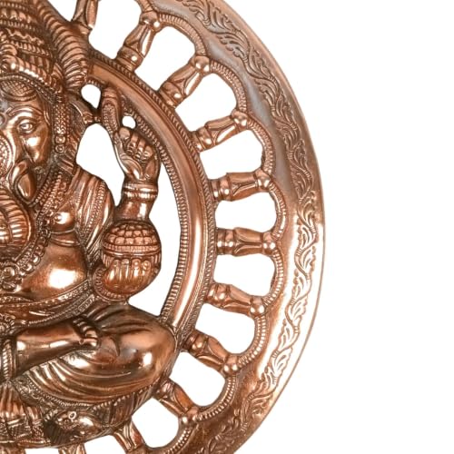 Image of Apka Mart The Online Shop Ganesha Round Wall Hanging | Metal Alloy Religious Wall Art for Pooja Room & Home Entrance | Diwali & Ganesh Chaturthi Gift - 17 Inch (46 cm)
