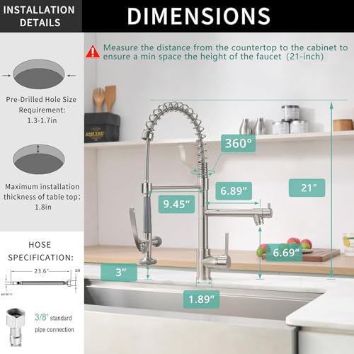 Fapully 100550N Commercial Pull Down Kitchen Sink Faucet thumb #3