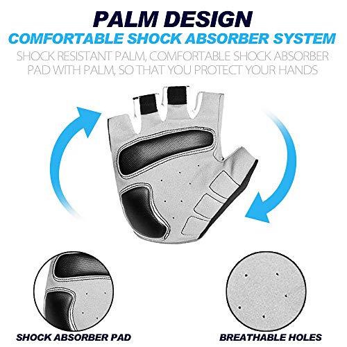Luvas de Ciclismo, Andoer Luvas de ciclismo com meio dedo respirável Antiderrapante para motocicleta
