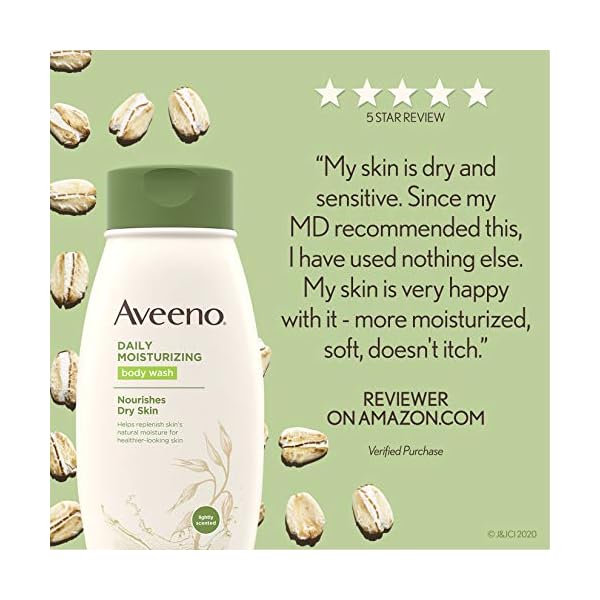Aveeno Daily Moisturizing Body Wash for Dry Skin with Soothing Oat & Rich Emollients, Creamy Shower Cleanser, Gentle, Soap-Free and Dye-Free, Light Fragrance, 18 Fl Oz (Pack of 1)