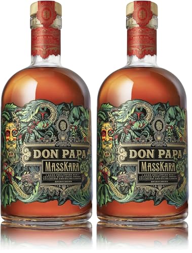 Don Papa Masskara, 700 ml, alc. 40% vol., ron especiado, destilado en Sugarlandia, Filipinas, edición de lujo e idóneo para cócteles (Paquete de 2)