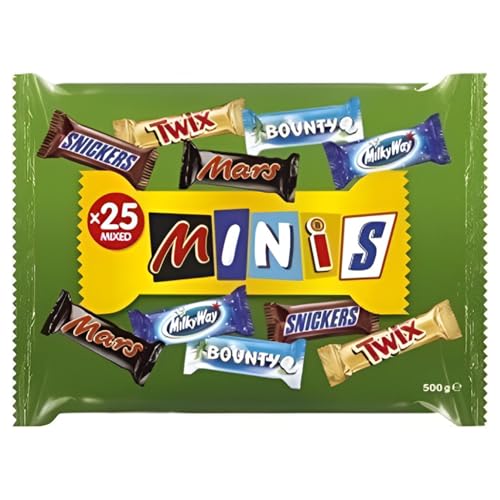 Image of Best Of Minis Variety Pack Assorted Chocolate, Mars, Bounty, Milkyway, Snickers, 500 grams (Green) Packet (Imported)