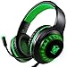 Cuffie per Giochi per PS4, Cuffie per Giocatori a LED (Blu) con Microfono con cancellazione del Rumore per PC, Mac, Playstation 4, Xbox One (Nero Verde)