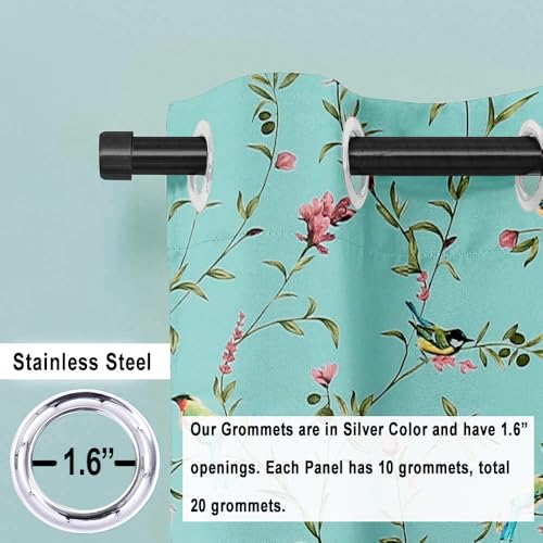 Image of Cloth Fusion Printed 100% Blackout Window Curtains 5 Feet Long Set of 2, Room Darkening Parda with Stainless Steel Grommets for Home Decor (5x4.5 Feet, Blue Forest)