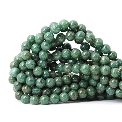 Qiwan 45PCS 8mm Natural African Jade Round Loose Stone Beads for Bracelet Necklace Earrings Jewelry Making Crafts Design Healing 1 Strand 15"