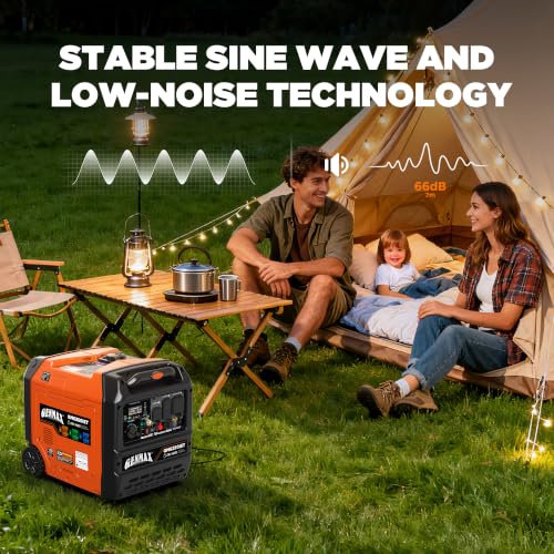 Image of GENMAX 6250w Tri-Fuel Silent Inverter Generator(2026Model)Features 2-Wire Auto Start /Stop,bluetooth APP Control,CO Sensor,Digital Display&50A Outlet-Ideal for Home Backup&Camping Outdoor,EPA Compliant