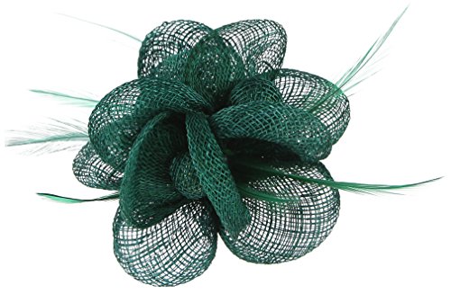 GEMVIE Tocado de Plumas Floral Mujer Broche Clip Decoración Boda Fiesta Headwear Verde