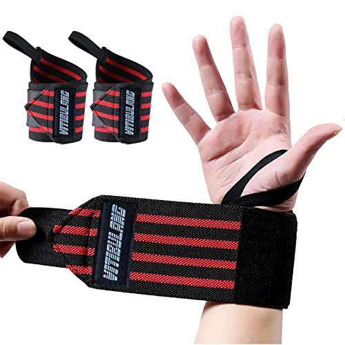2 Pack Wrist Wraps for Weightlifting with Thumb Loop,Wrist Support Braces for Gym Workouts,Professional Grade Wristbands,Cross Training-Men&Women-Avoid Injury&Improve Your Workout 20”