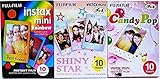 Fujifilm Instax Mini Instant Film Rainbow & Shiny Star & Candy Pop Film -10 Sheets X 3 Assort