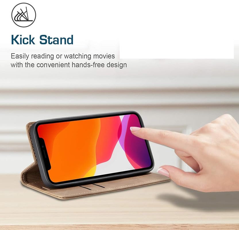 Image of Perkie Velvet Soft Faux Leather Wallet Flip Case Kick Stand Magnetic Closure Flip Cover for iPhone 15 (Beige)